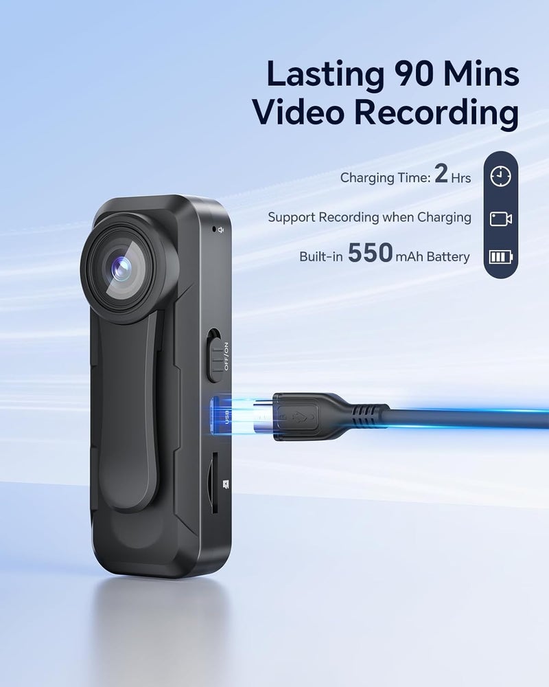 BOBLOV W1 1080P 128GB Body Camera, Wearable Camera Support 90 Minutes with Loop Recording, Easy to Use and Take for Traveling, Walking, Law Enforcement and Outdoors Activities - Image 3